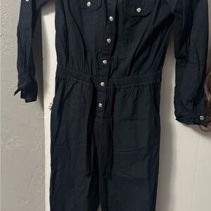 Blue Button-Up Jumpsuit